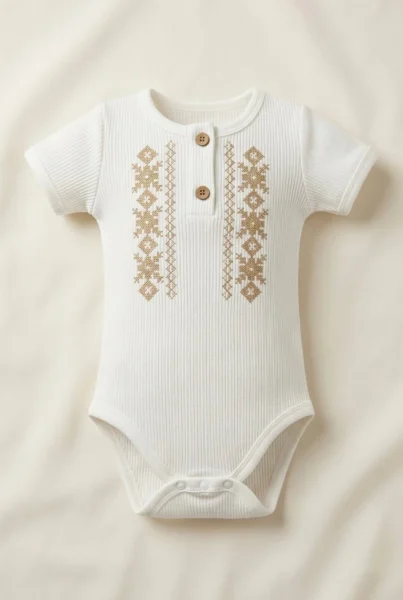 Embroidered bodysuit for baby (short sleeve)